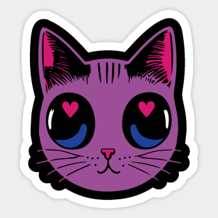 Bisexual Pride Cat - Heart Eyes Sticker